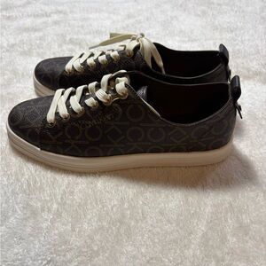Calvin Klein Women's Brown CK Logo Patterned Sneakers